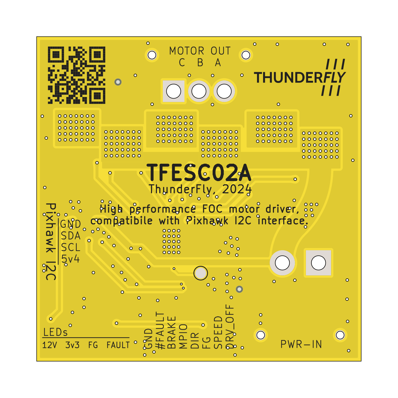 TFESC02 - ThunderFly BLDC Motor Driver Bottom view