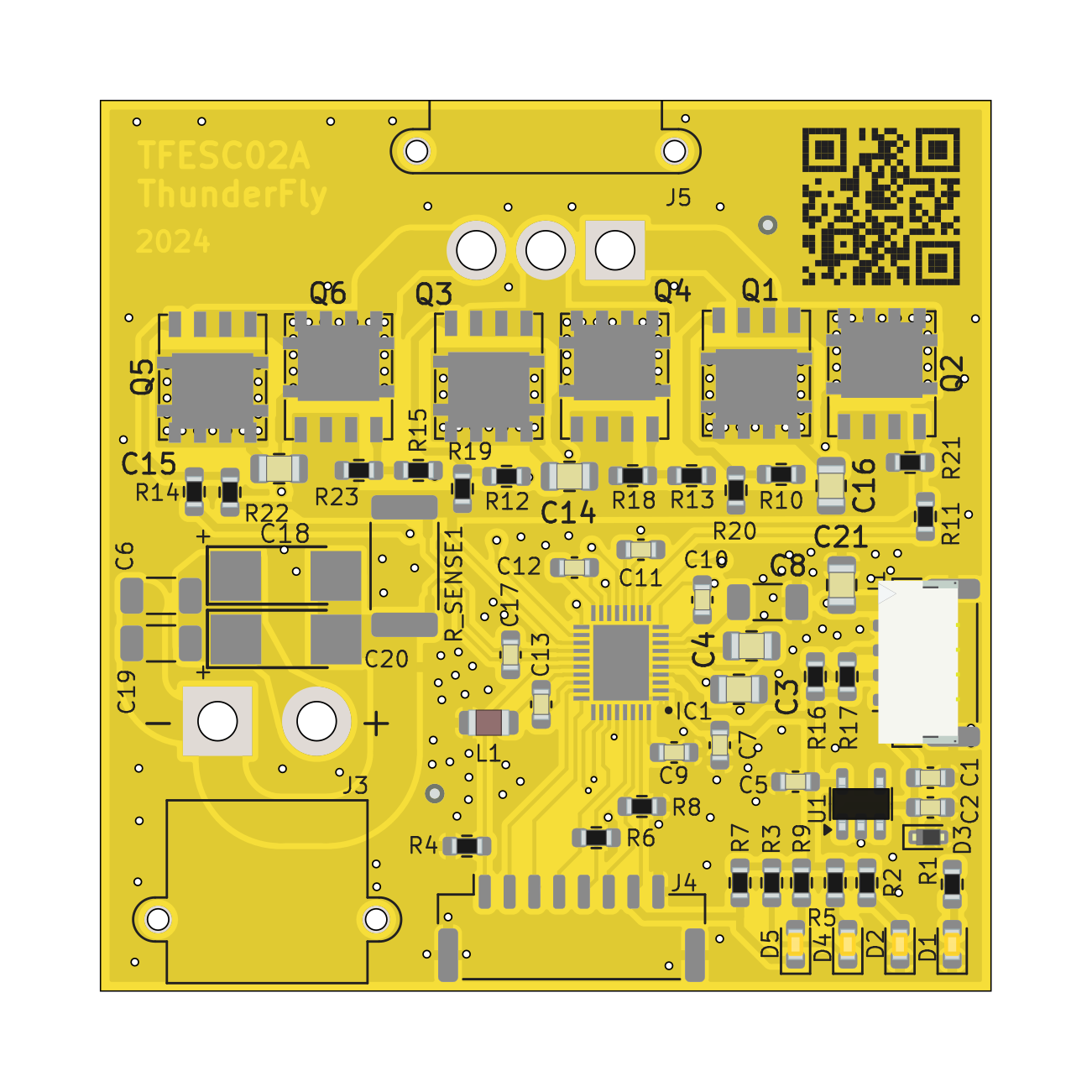 TFESC02 - ThunderFly BLDC Motor Driver Top view